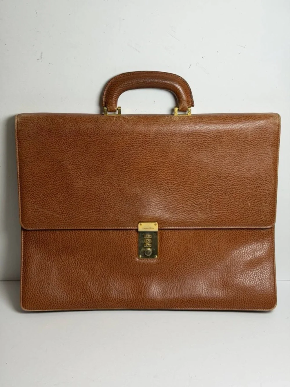 Vintage Tiffany & Co. Brown Leather Briefcase Dial Lock